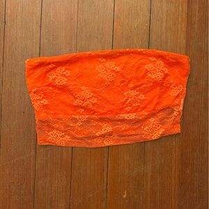 SHEIN Orange Lace Tube Top